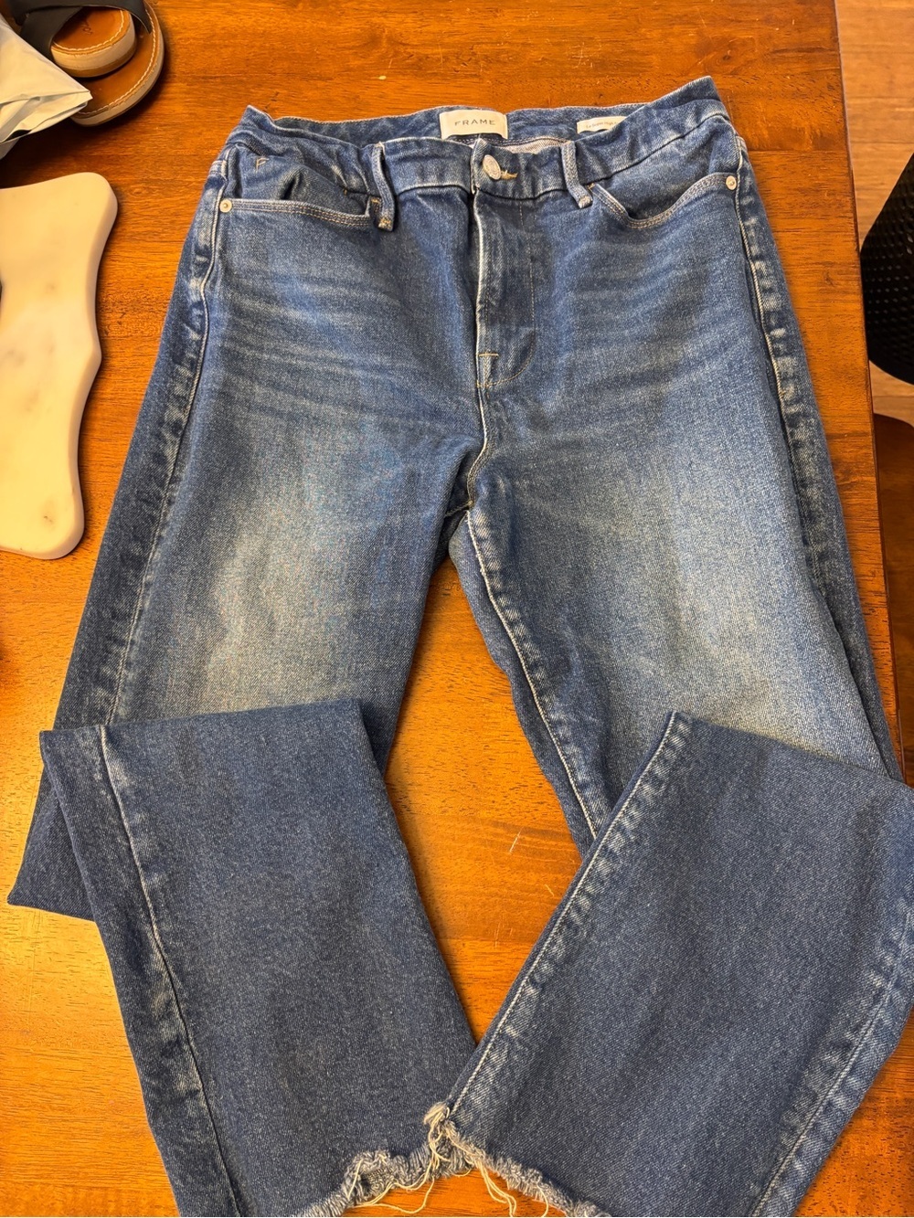 Frame Denim women’s 29 Blue le super high Straight-Leg  worn twice
